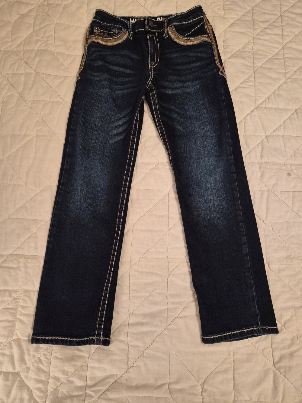 Western Blue- Embroidered Mid-Rise Original Syle Jeans - Size Junior 12